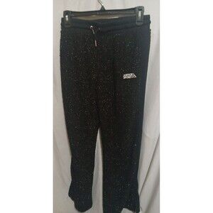 Justice Sport Girls 12/14 L Black Fuzzy Sherpa Sparkle Jogger Pants